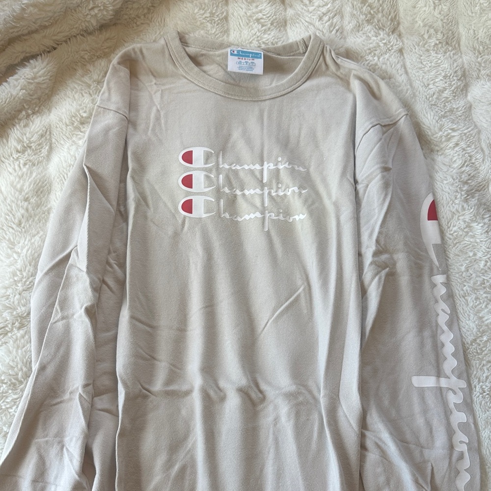 Champion Light Beige Long Sleeve Tee